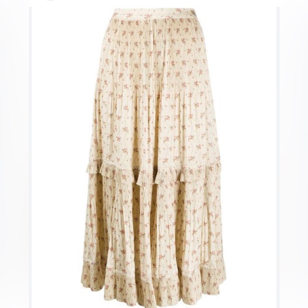 Polo Ralph Lauren -Jaclyn Vintage Floral Pleated Ruffled Maxi Skirt ~SZ 12